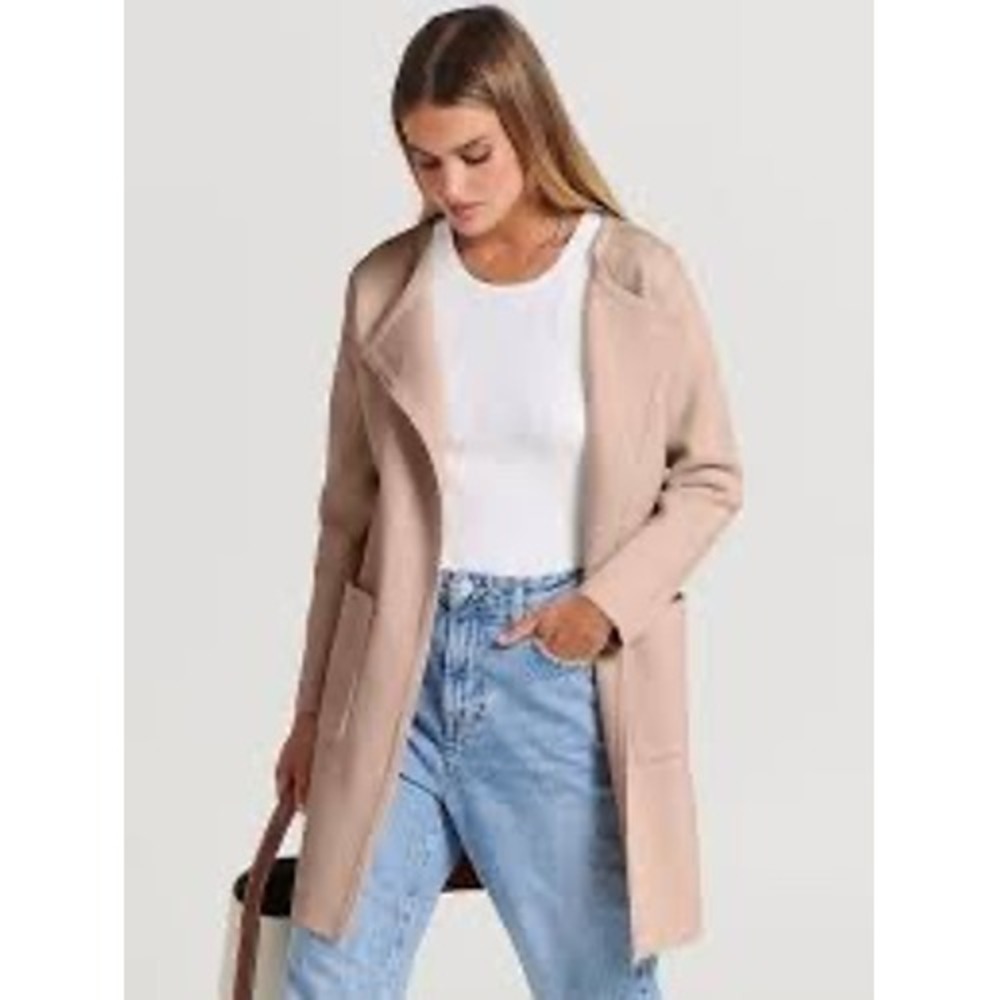 ANRABESS New Women Open Front Knit‎ Cardigan Long Sleeve Pockets Rose Size S